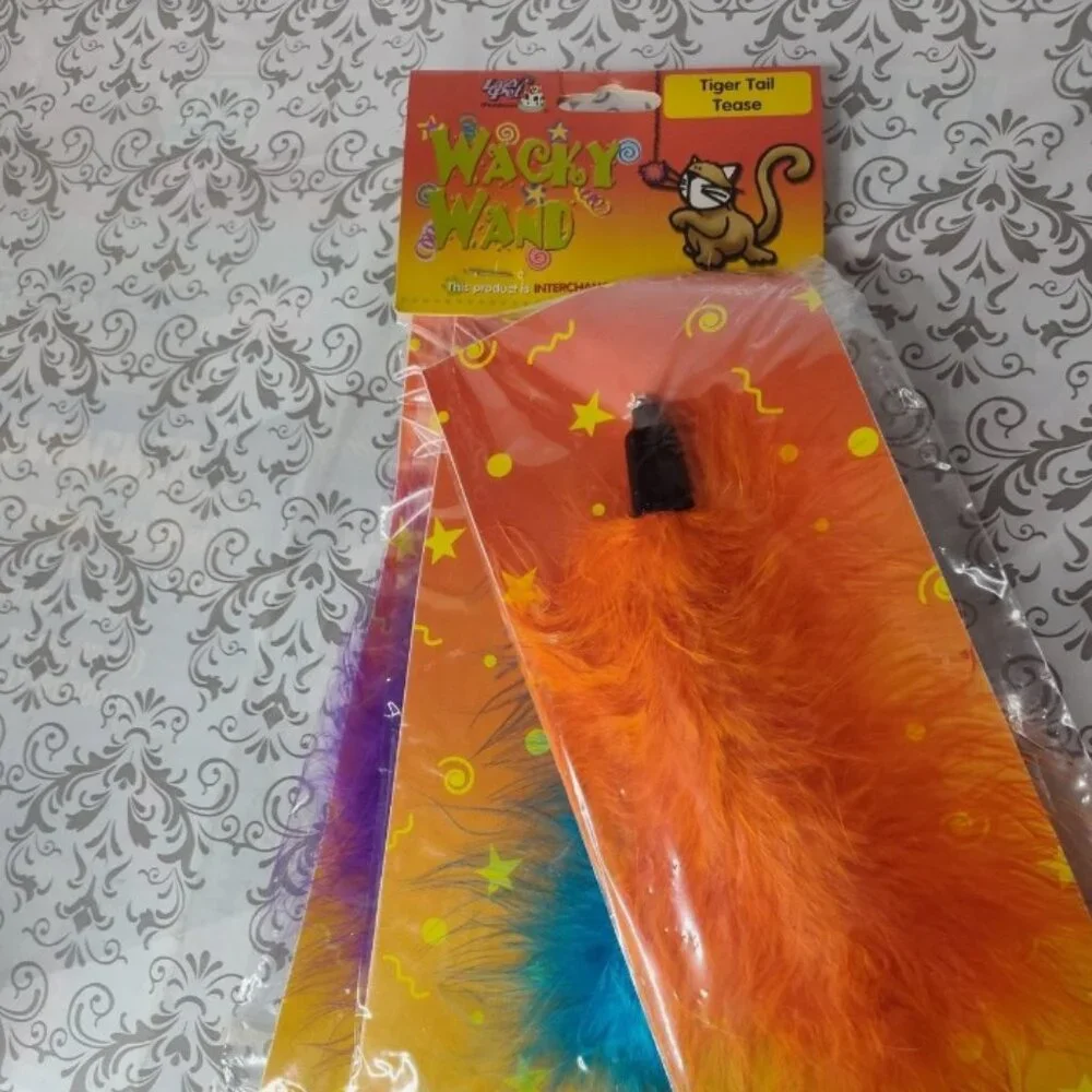 Lot of 3 Lazy Pet Interactive Tail Tease Cat Toy Orange Blue Purple C6